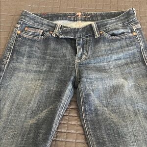 7 For All Mankind Distressed Blue Straight Leg Jeans
